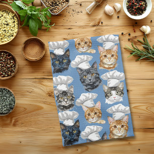 Cat Chefs Cooks Cute Pattern Tea Towel