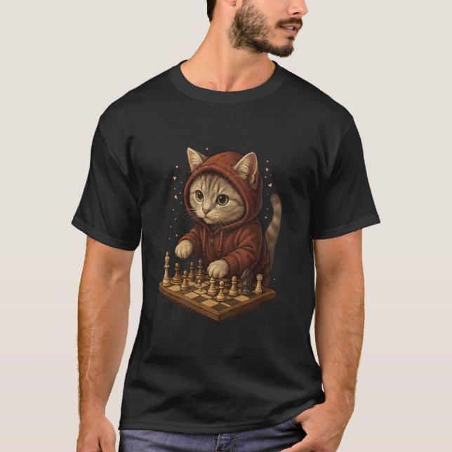 Cat Chess Funny Strategy Game Cat Lover Shirt (Front)