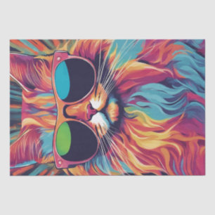 Cat Chic: Colourful Pop Art Cat in Sunglasses Deco Tissue Paper