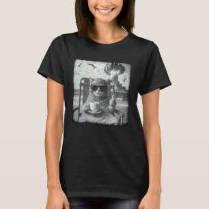 Cat Chilling Coffee Lover Funny Cat Meme Booom Vin T-Shirt