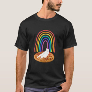 Cat chilling on pizza rainbow T-Shirt