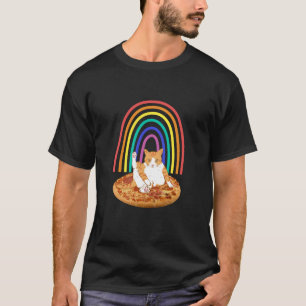 Cat chilling on pizza rainbow T-Shirt
