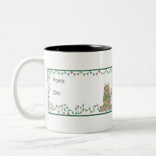 Cat Christmas Animals Little Cat Cute Funny Gifts. Two-Tone Coffee Mug