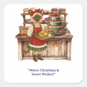 Cat Christmas Bakery themed for Cat lovers Square Sticker