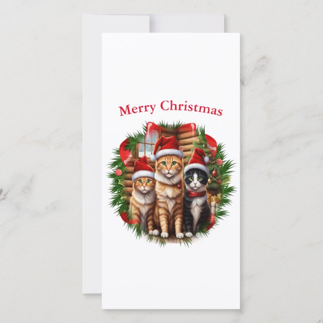 Cat christmas Carcds Holiday Card (Front)