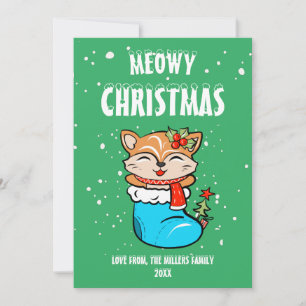 Cat Christmas Card, Meowy Christmas 