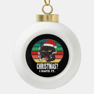 Cat Christmas Ceramic Ball Christmas Ornament