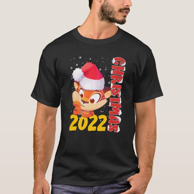 Cat  Christmas Cute Cat Santa Hat Ugly Christmas T-Shirt (Front)