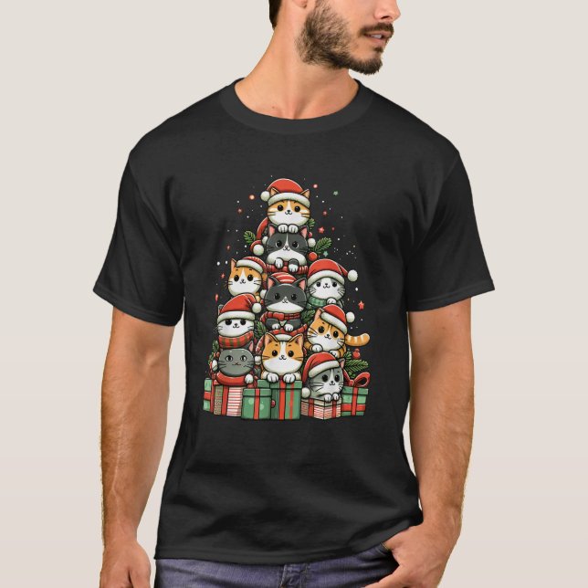 Cat Christmas Cute Kitty Cats Anime Kawaii Neko Wo T-Shirt (Front)