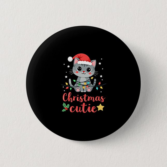 Cat Christmas Cutie Cats Christmas T-Shirt for Men 6 Cm Round Badge (Front)