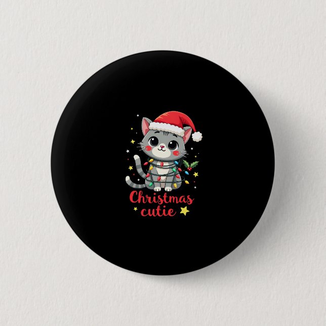 Cat Christmas Cutie Cats Christmas T-Shirt for Men 6 Cm Round Badge (Front)