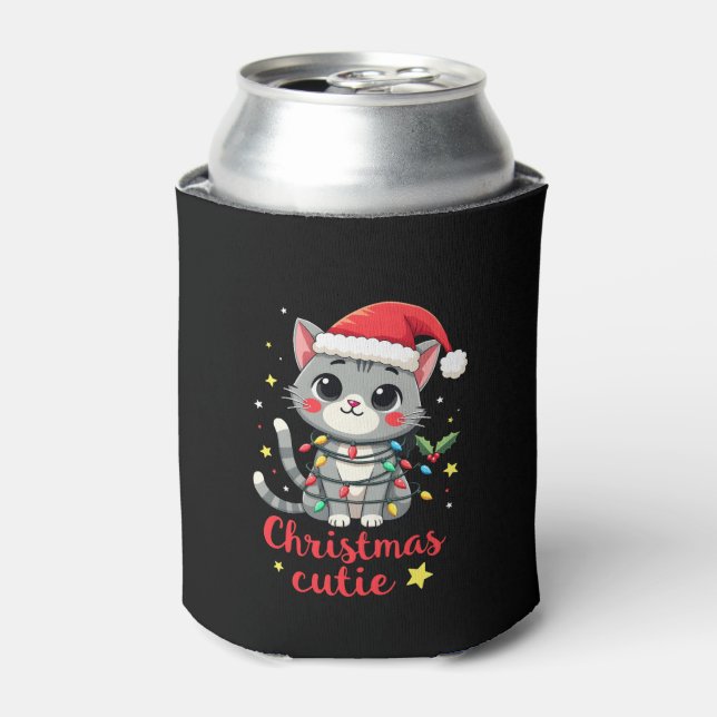 Cat Christmas Cutie Cats Christmas T-Shirt for Men Can Cooler (Can Front)