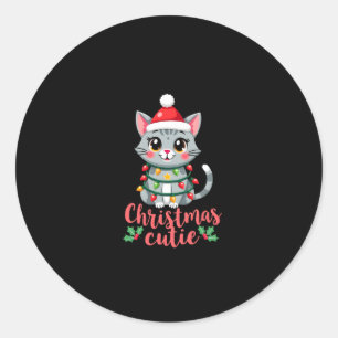 Cat Christmas Cutie Cats Christmas T-Shirt for Men Classic Round Sticker