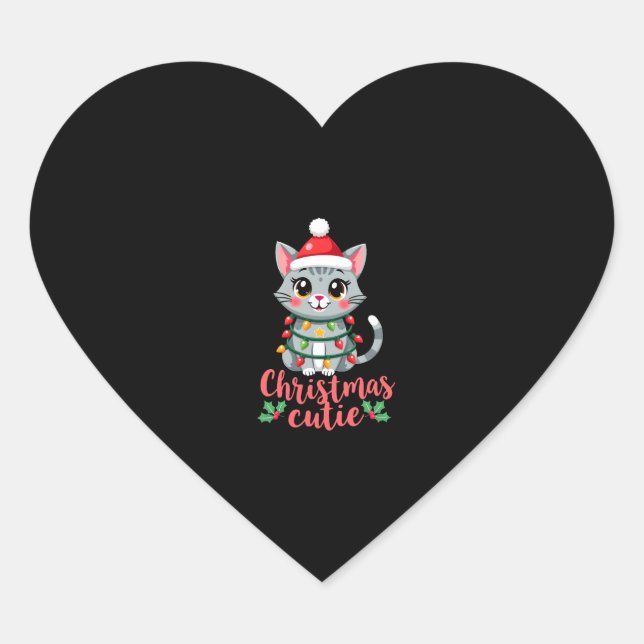 Cat Christmas Cutie Cats Christmas T-Shirt for Men Heart Sticker (Front)