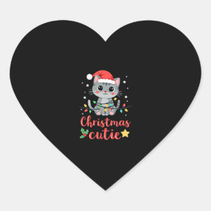 Cat Christmas Cutie Cats Christmas T-Shirt for Men Heart Sticker