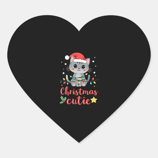 Cat Christmas Cutie Cats Christmas T-Shirt for Men Heart Sticker (Front)