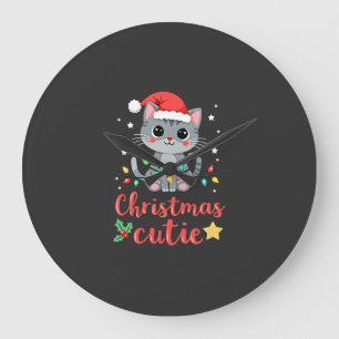 Cat Christmas Cutie Cats Christmas T-Shirt for Men Large Clock