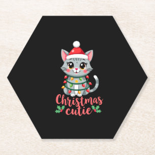 Cat Christmas Cutie Cats Christmas T-Shirt for Men Paper Coaster