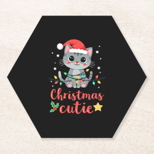 Cat Christmas Cutie Cats Christmas T-Shirt for Men Paper Coaster