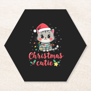 Cat Christmas Cutie Cats Christmas T-Shirt for Men Paper Coaster