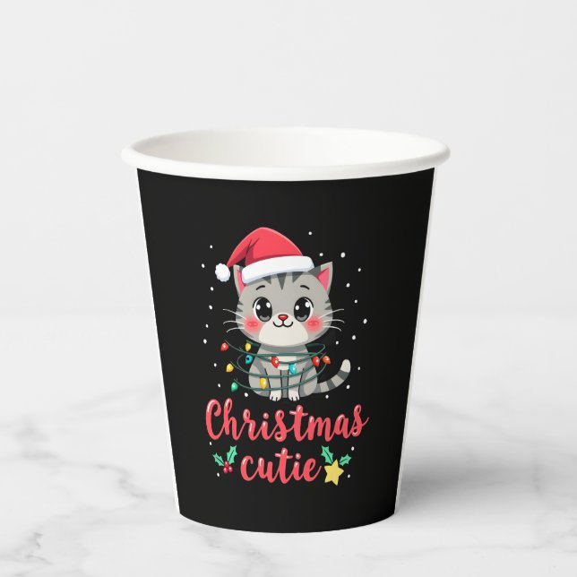Cat Christmas Cutie Cats Christmas T-Shirt for Men Paper Cups (Front)