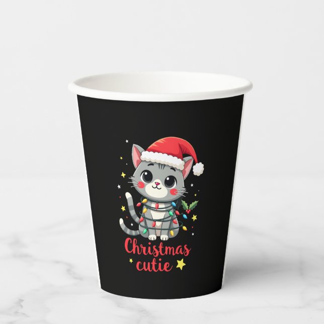 Cat Christmas Cutie Cats Christmas T-Shirt for Men Paper Cups (Front)