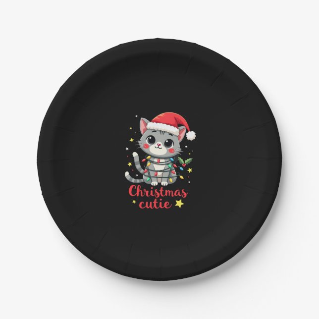 Cat Christmas Cutie Cats Christmas T-Shirt for Men Paper Plate (Front)