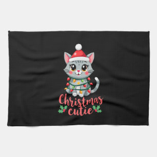 Cat Christmas Cutie Cats Christmas T-Shirt for Men Tea Towel