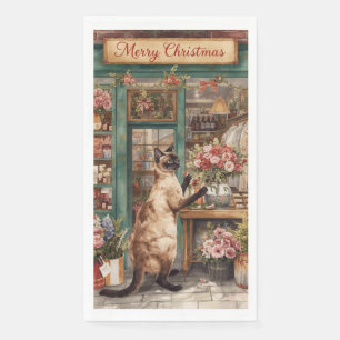 Cat Christmas flower arrangement by florist Napkin