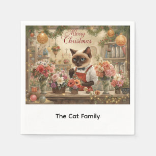Cat Christmas flower arrangement by florist Napkin