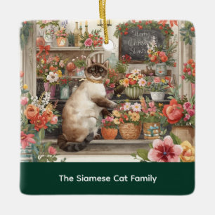 Cat Christmas flower arrangement by florist Paper Ceramic Ornament