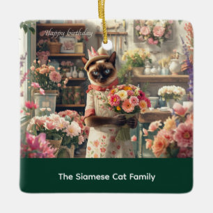 Cat Christmas flower arrangement by florist Paper Ceramic Ornament