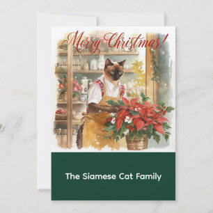 Cat Christmas flower arrangement by florist Paper Holiday Card