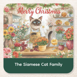Cat Christmas flower arrangement by florist Paper Square Paper Coaster