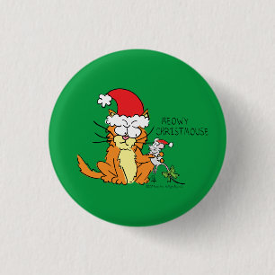 Cat  Christmas Funny Cartoon Cute Mouse 3 Cm Round Badge
