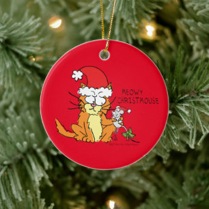 Cat Christmas Funny Ceramic Tree Decoration