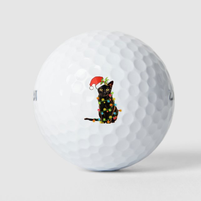 Cat Christmas Funny Meowy Christmas Tree Cat Golf Balls (Front)