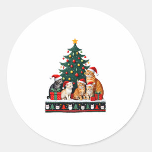 Cat Christmas Funny Ugly Women Men Merry Gift (5) Classic Round Sticker