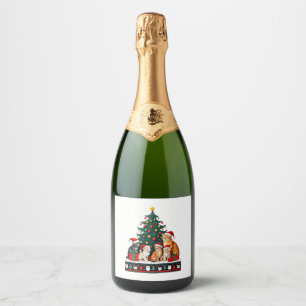 Cat Christmas Funny Ugly Women Men Merry Gift (5) Sparkling Wine Label