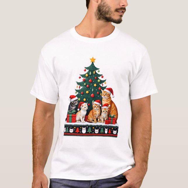 Cat Christmas Funny Ugly Women Men Merry Gift (5) T-Shirt (Front)