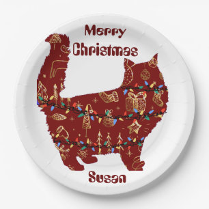cat christmas gift, customize personalized name paper plate