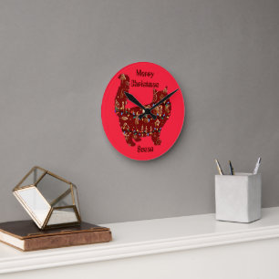 cat christmas gift, customize personalized name   round clock