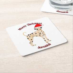 cat christmas gift, customize personalized name square paper coaster