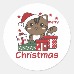 Cat Christmas Gift Winter Animals Cats Classic Round Sticker