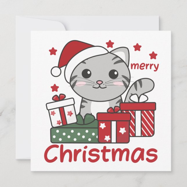 Cat Christmas Gift Winter Animals Cats Invitation (Front)