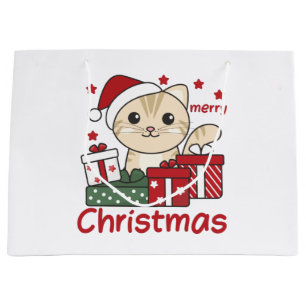 Cat Christmas Gift Winter Animals Cats Large Gift  Bag
