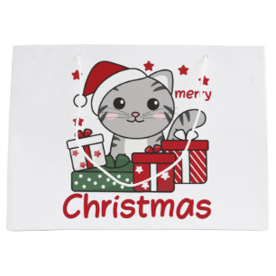 Cat Christmas Gift Winter Animals Cats Large Gift Bag
