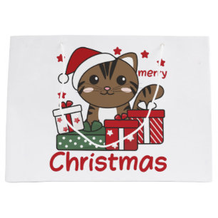 Cat Christmas Gift Winter Animals Cats Large Gift  Bag