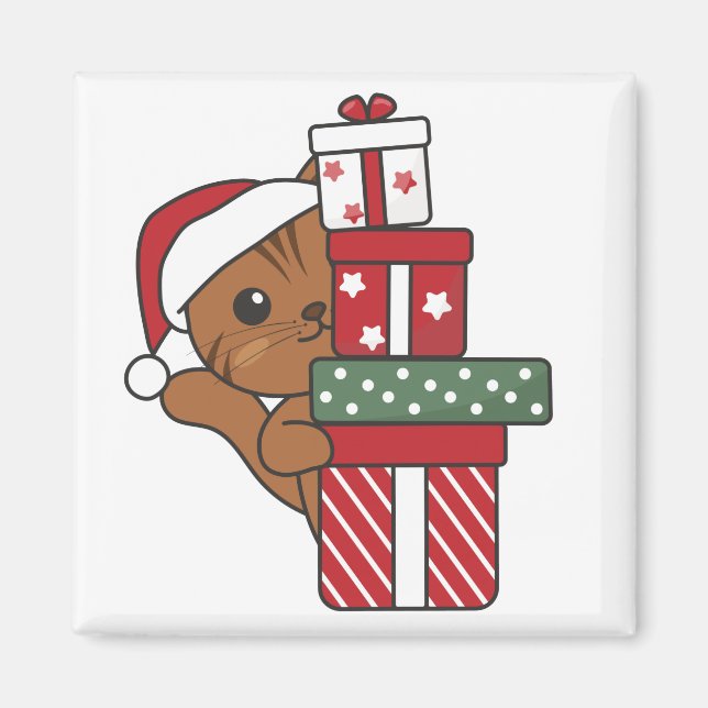 Cat Christmas Gift Winter Animals Cats Magnet (Front)