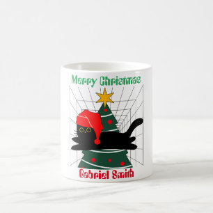 cat christmas gifts, personalised name coffee mug